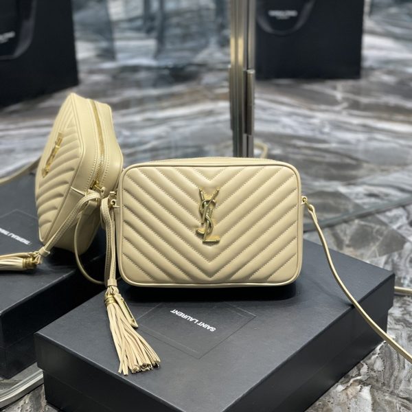 Y Lou Camera Bag Beige With Gold Toned Hardware
