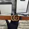 4 Colors  double-G rhinestone double-sided lychee pattern belt