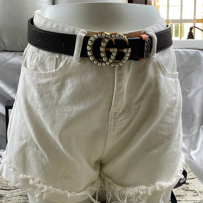 4 Colors  Double G Pearl Litchi Pattern Double Sided Belt - Image 8