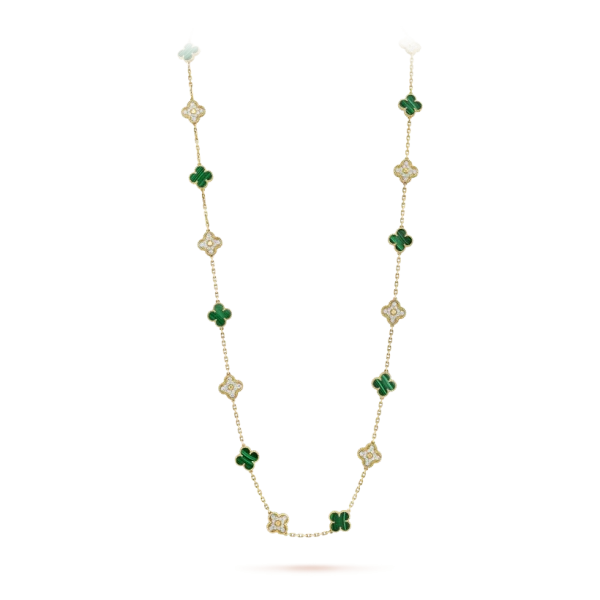 Vintage Alhambra Long Necklace, 20 Charms