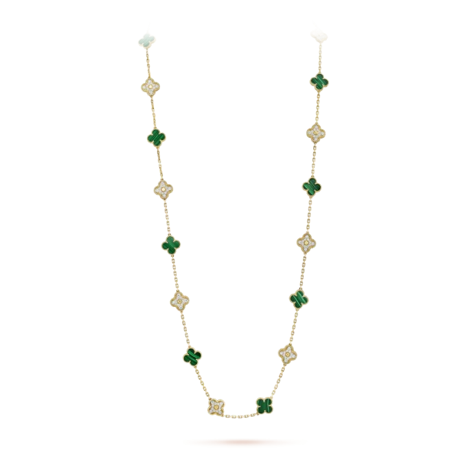 Vintage Alhambra Long Necklace, 20 Charms