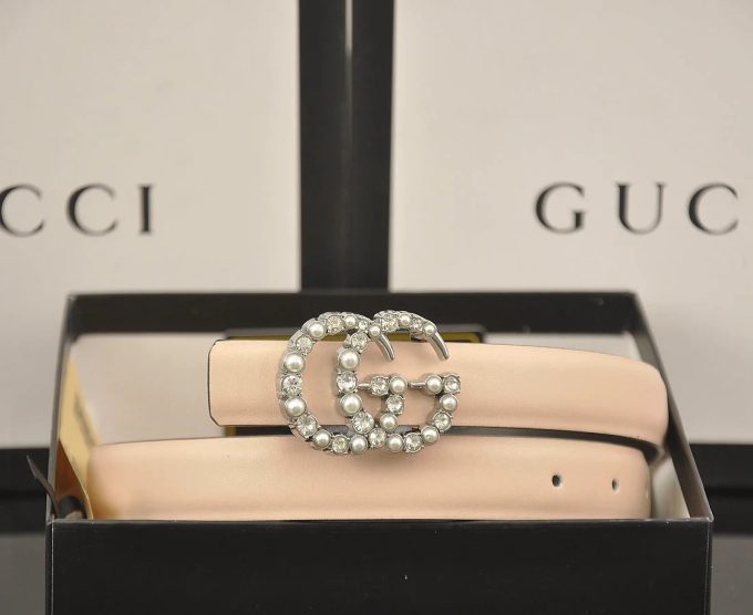 6 Colors fashion double C pearl rhinestone belt - Image 4