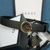 3 Colors  Single G Black Leather Belt
