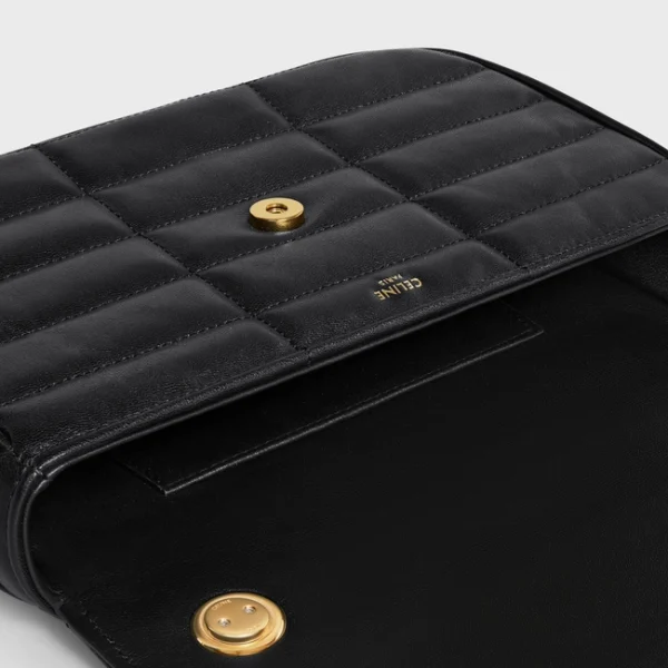 CHAIN SHOULDER BAG MATELASSE MONOCHROME CE IN QUILTED GOATSKIN BLACK