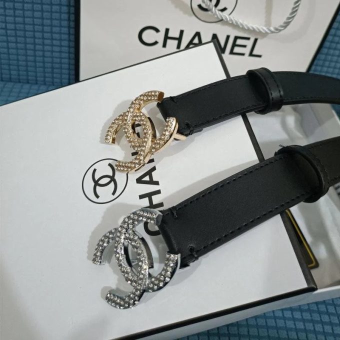 2 Colors  Double C Diamond Black Leather Belt - Image 3