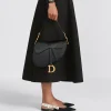 CHRISTIAN D Grained Calfskin Saddle Bag Black