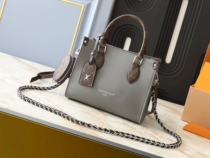 M45659 M46373 Top Quality 25X11X19Cm Real Leather Chains Totebag With Charm Small Round Pocket Adjustable Strap Bb-921507
