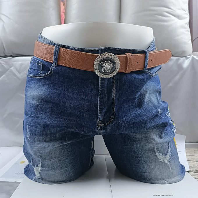 4 Colors Trendy Round Buckle Leather Belt - Image 4