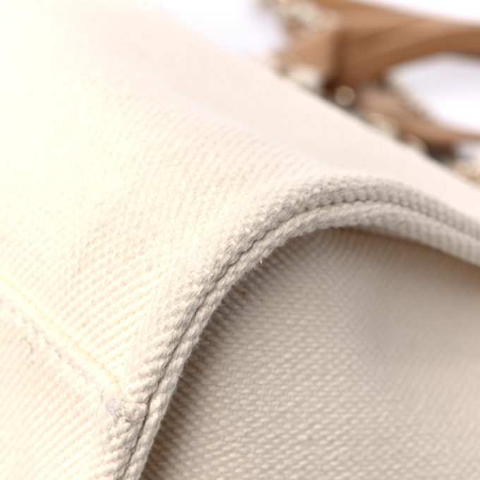 cc Canvas Pearl Large Deauville Tote Ecru Beige - Image 7