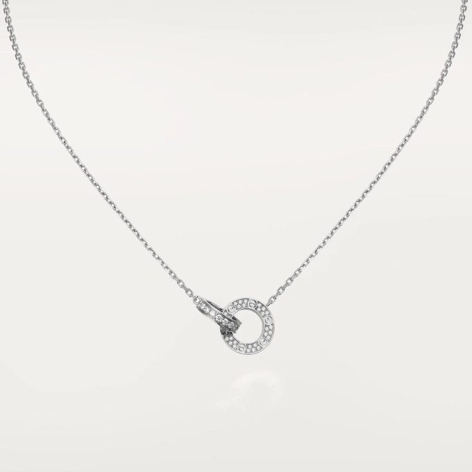car Love Necklace Interlocking Circles Necklace With Diamond Paved - Image 6