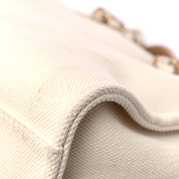 cc Canvas Pearl Large Deauville Tote Ecru Beige - Image 6