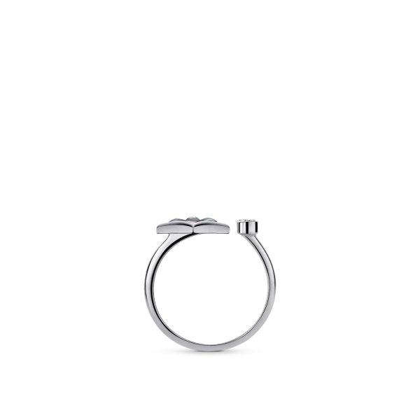 Color Blossom Mini Star White Gold, Gray Mother-of-Pearl and Diamond Ring
