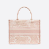 MEDIUM D BOOK TOTE Pink Toile de Jouy Embroidery (36 x 27.5 x 16.5 cm)