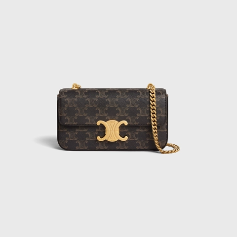 CHAIN SHOULDER BAG TRIOMPHE IN TRIOMPHE CANVAS TAN