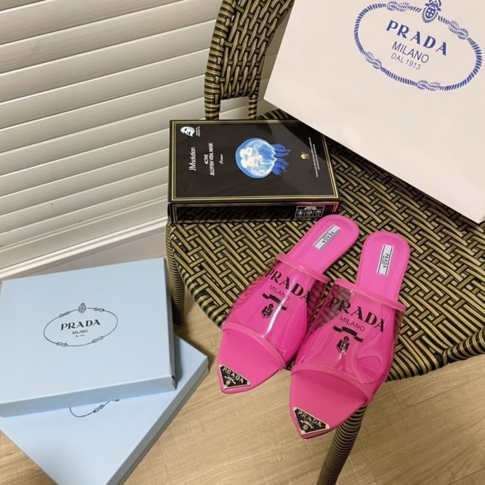Triangle Logo Transparent Flat Slippers - Image 3