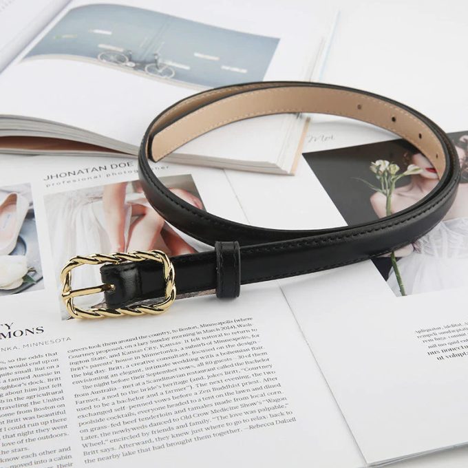 3 Colors retro twist square buckle belt belt - Image 3