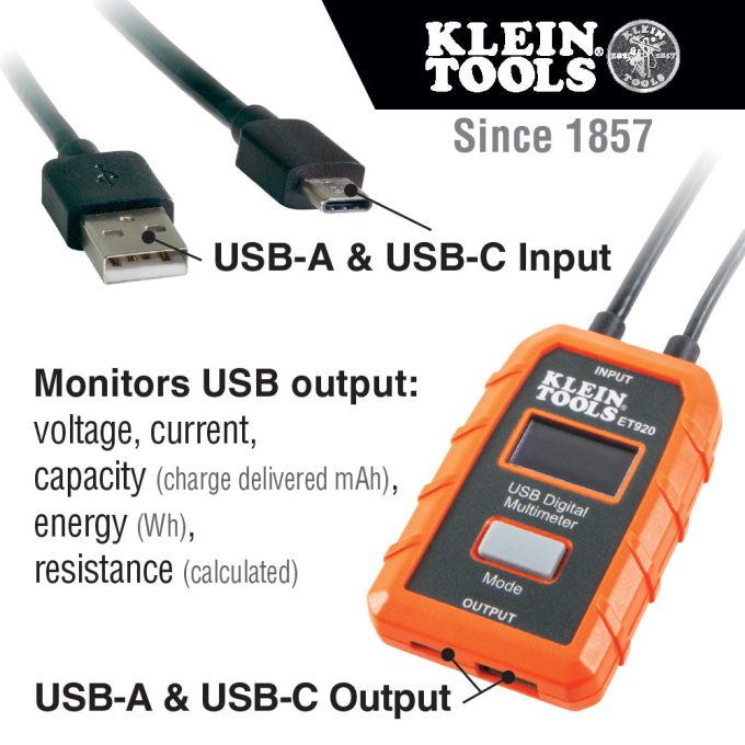 Klein Tools ET920 USB Digital Meter, USB-A and USB-C - Image 9