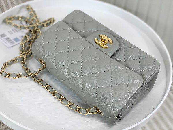 CC Classic Flap Caviar Shoulder Bag 20Cm For Ladies Light Gray Wiht Gold