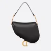 CHRISTIAN D Grained Calfskin Saddle Bag Black