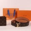 Men's belt with brown old flower + wallet 3 colors belt buckle