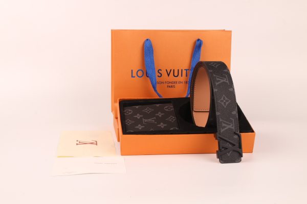 3 Color Belt Buckle + Wallet  Printed Letter Belt
