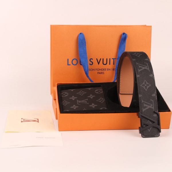 3 Color Belt Buckle + Wallet  Printed Letter Belt