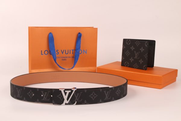 3 Color Belt Buckle + Wallet  Printed Letter Belt