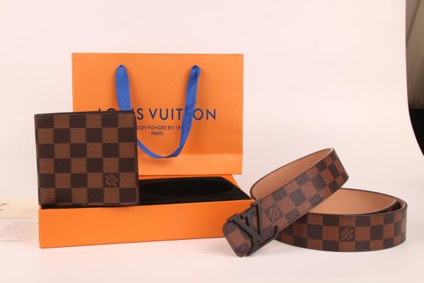 3-color belt buckle + wallet  printed letter belt