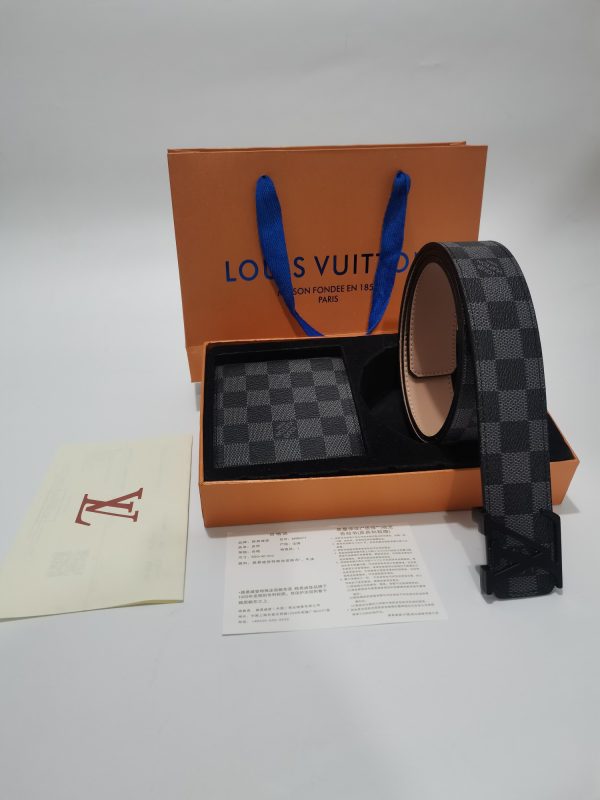 3-color belt buckle + wallet  printed letter belt