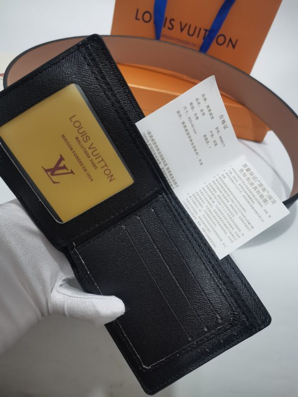 3-color belt buckle + wallet  printed letter belt