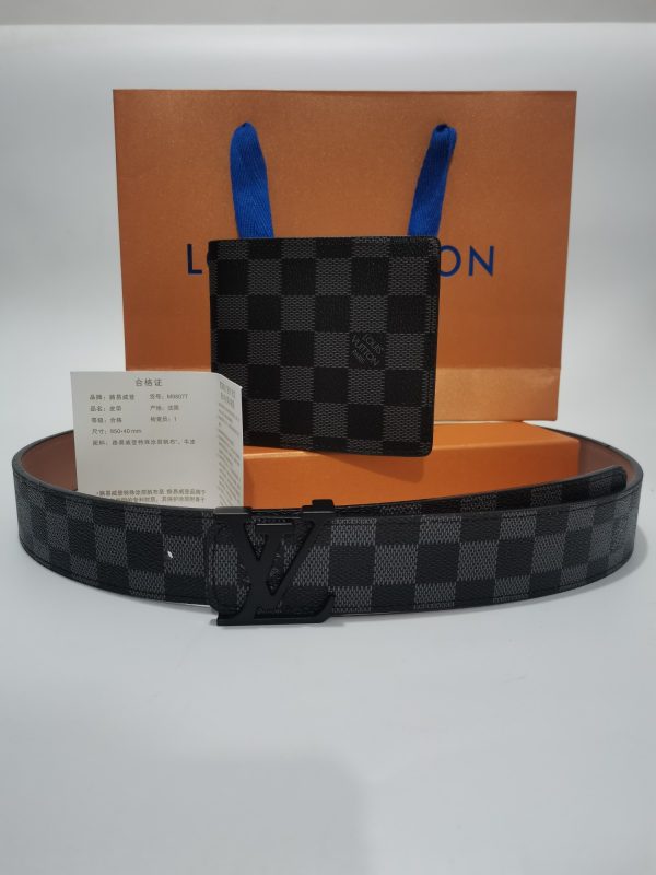3-color belt buckle + wallet  printed letter belt