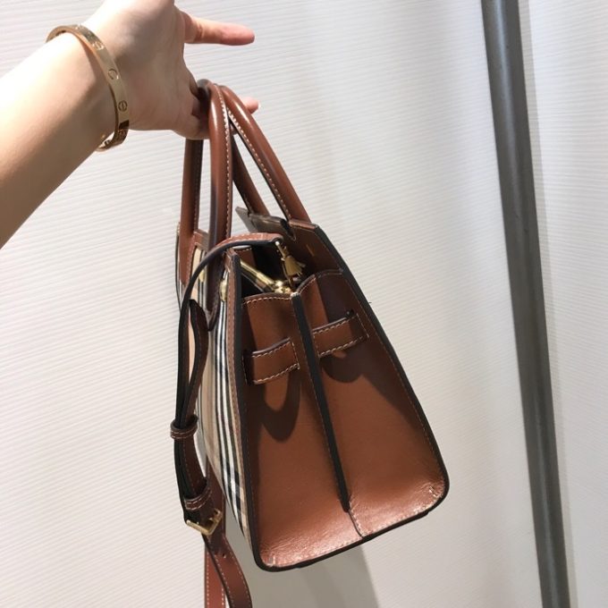 bb Mini Vintage Check Two-handle Title Bag Archive Beige For Women, Women's Bags 10.2in/26cm 80252671 - Image 8