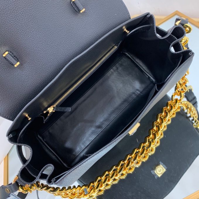 Ve Womens Medium La Medusa Leather Top Handle Bag Black Gold - Image 6