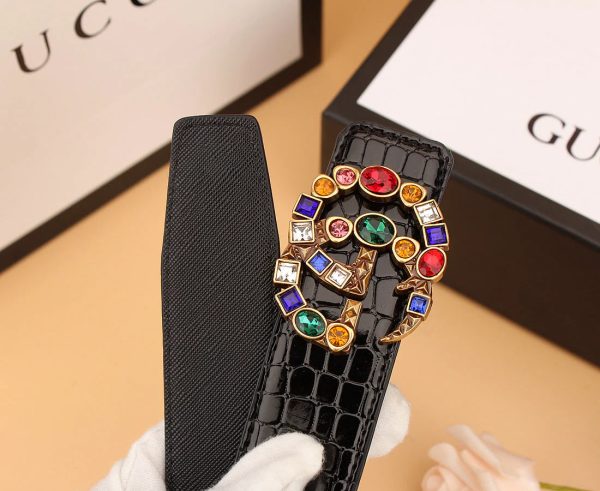 2  double G irregular colored diamond belts