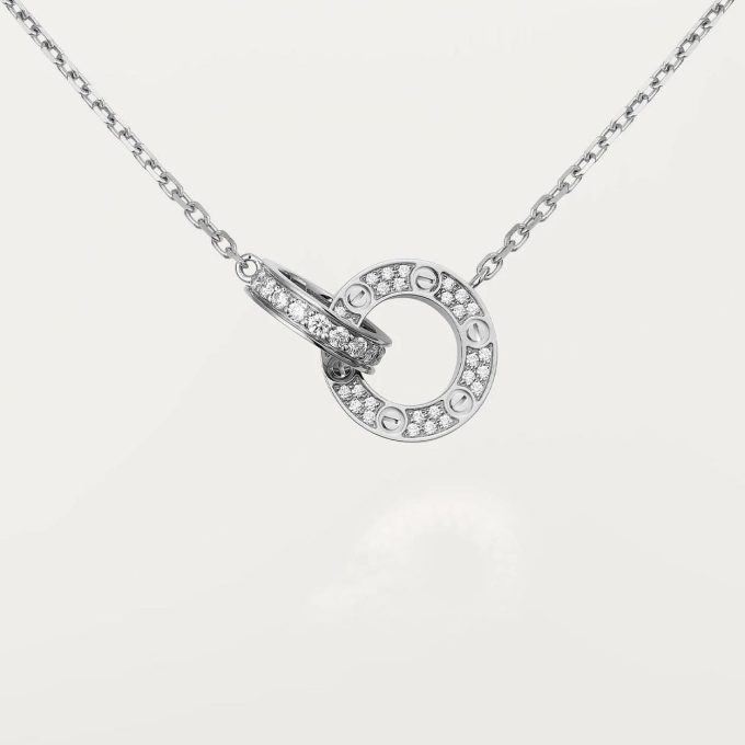 car Love Necklace Interlocking Circles Necklace With Diamond Paved - Image 7