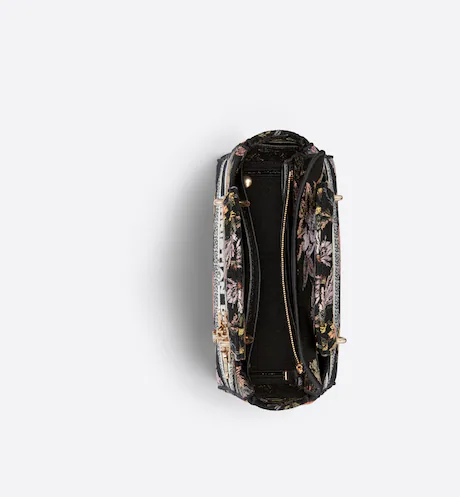 MEDIUM LADY D-LITE BAG Black Multicolor D Jardin Botanique Embroidery