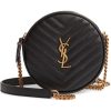 Y Vinyle Round Camera Bag in Chevron-Quilted Grain de Poudre Embossed Leather