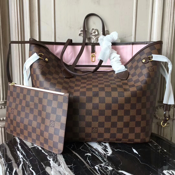 L N41603 Neverfull MM Shoulder Bag Damier Ebene Canvas
