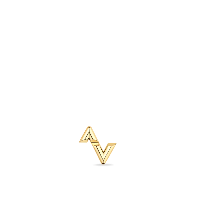 Louis Volt Upside Down Yellow K Gold Single Stud Earrings