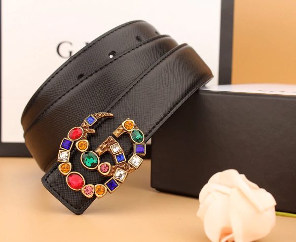 2  double G irregular colored diamond belts