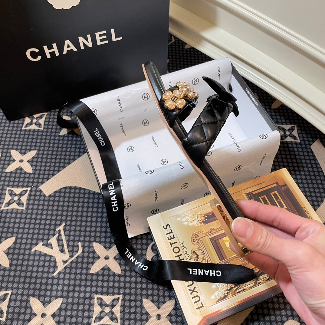 Pearl Gem Bow Flat Slippers - Image 8