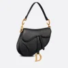 CHRISTIAN D Grained Calfskin Saddle Bag Black