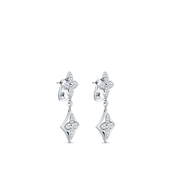Color Blossom BB White Gold and Diamond Long Earrings