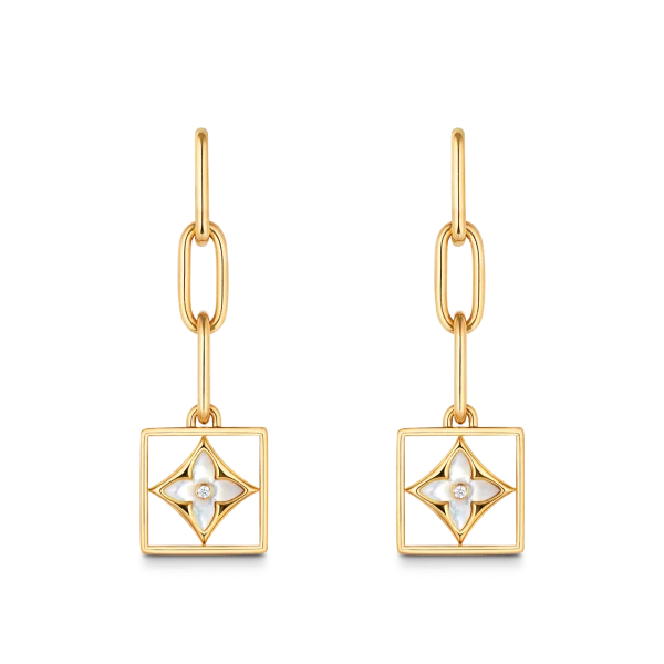 B Blossom Yellow Gold, White Mother-of-Pearl and Diamond Earrings