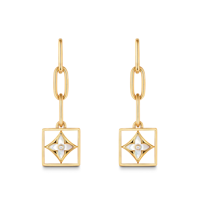 B Blossom Yellow Gold, White Mother-of-Pearl and Diamond Earrings