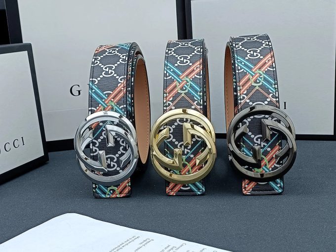 3 Colors  double G stripe calico belt - Image 5