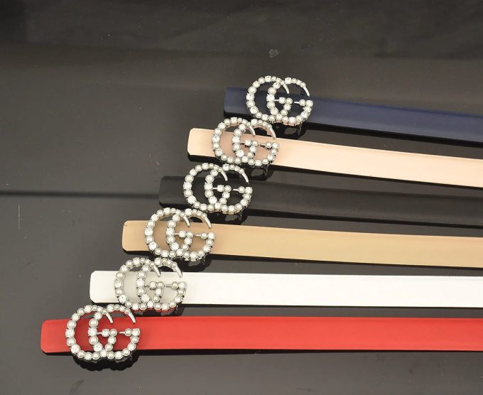 6 Colors fashion double C pearl rhinestone belt - Image 7