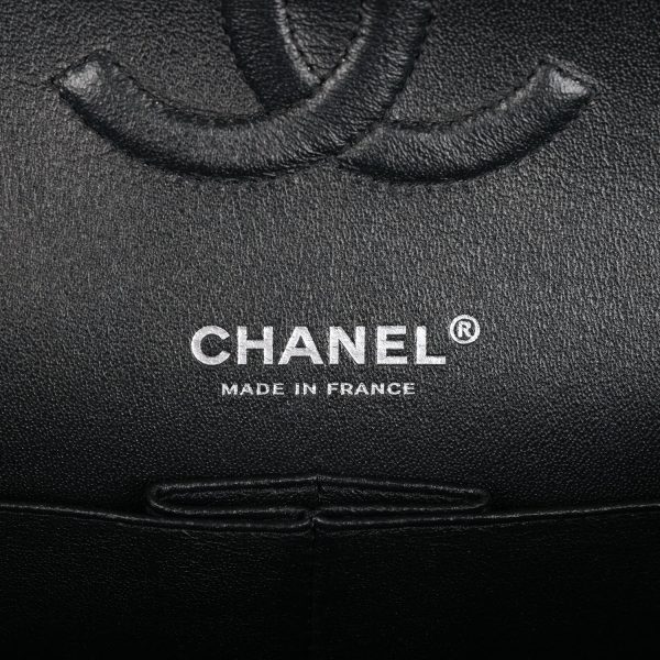 CC Medium Classic Double Flap Bag SO Black Crumpled Calfskin Black Hardware