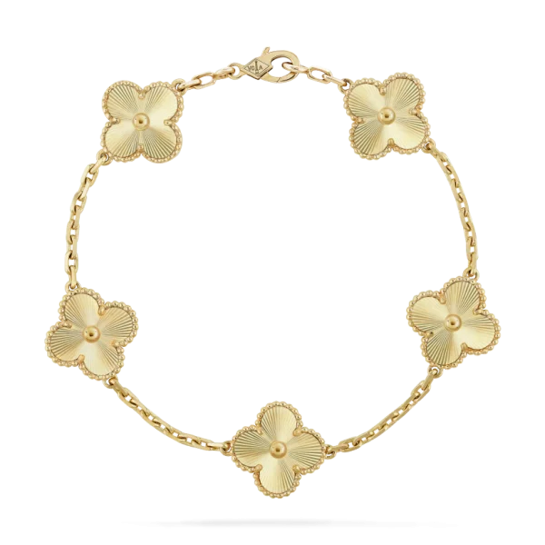 Vintage Alhambra bracelet, 5 four-leaf lucky totems
