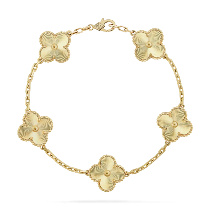 Vintage Alhambra bracelet, 5 four-leaf lucky totems